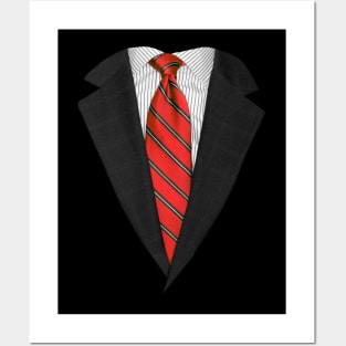 Red Suit Up! Realistic Suit and Tie Casual Graphic for Zoom Posters and Art